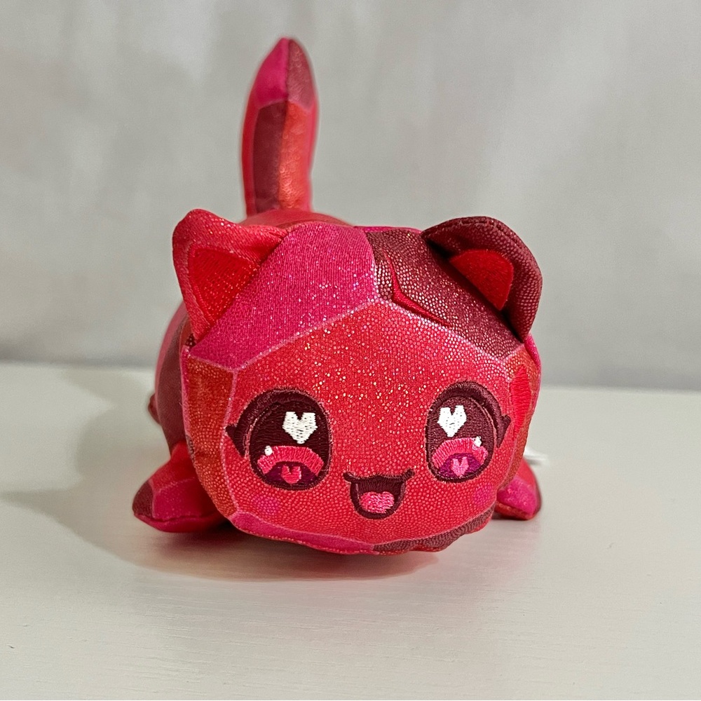 Aphmau MeeMeows Sparkly Ruby Red Pink Cat Kitten Stuffed Plush Animal Toy